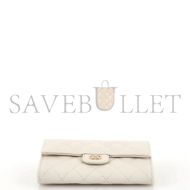 CHANEL CAVIAR QUILTED FLAP CARD HOLDER WALLET WHITE AP0214 (11.3*7.5*2.5cm)